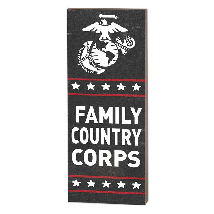 USMC Famiy Country Marines 7 x 18 inch Wood Sign- Made In The USA