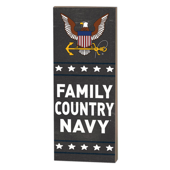 U.S. Navy Family Country Navy 7 x 18 inch Wood Sign- Made In The USA