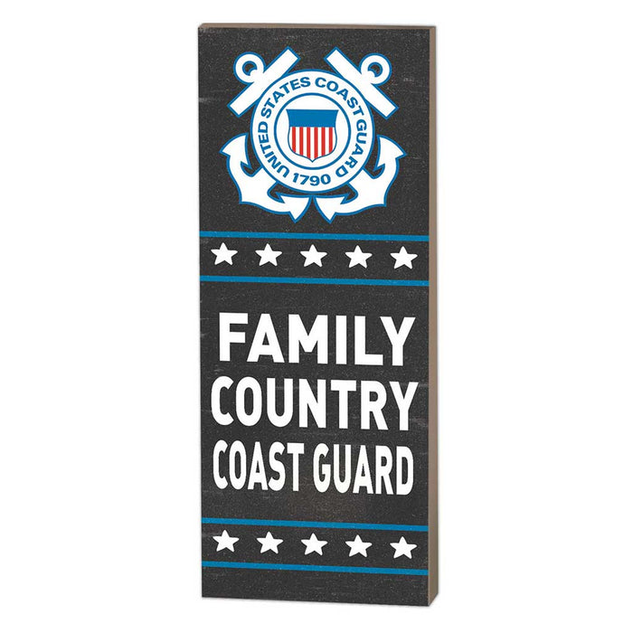 U.S. Coast Guard Family Country 7 x 18 inch Wood Sign- Made In The USA