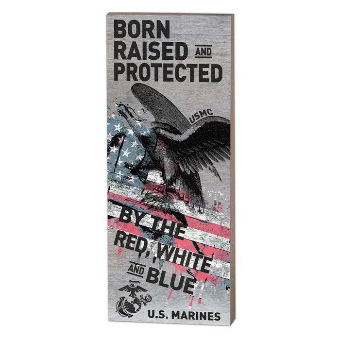 USMC Red White & Blue 7 x 18 inch Wood Sign- Made In The USA