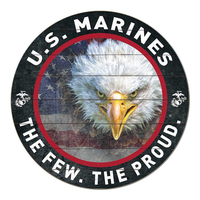 USMC Eagle Flag 20 x 20 inch Wood Sign - Made In The USA