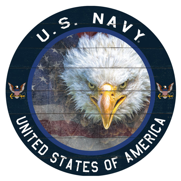 U.S. Navy Weathered Eagle 20 x 20 inch Wood Sign- Made In The USA