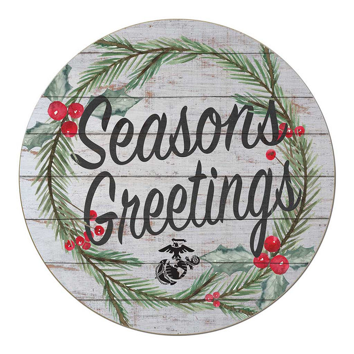 USMC Seasons Greetings 20 x 20 inch Wood Sign - Made In The USA