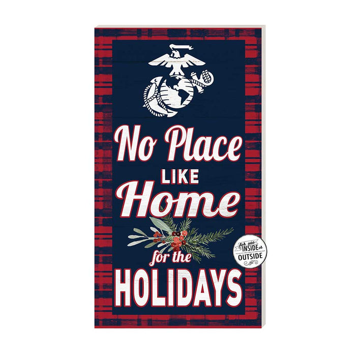 USMC Plaid Home for the Holidays 11 x 20 inch PVC Sign- Made In The USA