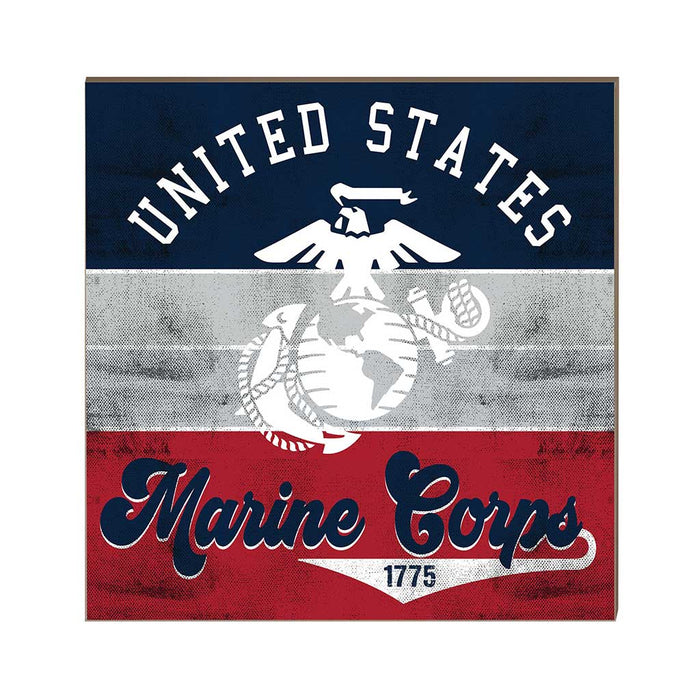 USMC Retro Color 10 x 10 inch Wood Sign - Made In The USA