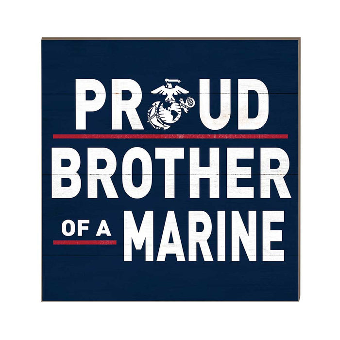 USMC Proud Family 10 x 10 inch Wood Sign - Made In The USA