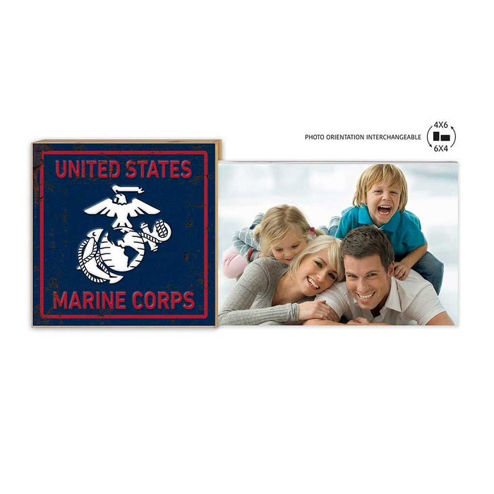 USMC Floating Picture Frame Faux Rusted