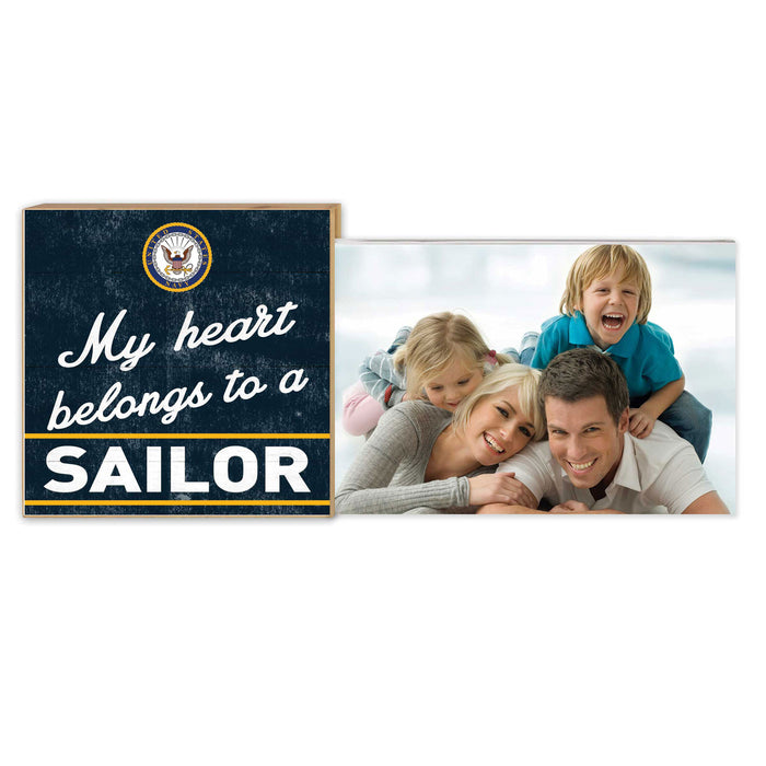 U.S. Navy My Heart Belongs To A Sailor Floating Picture Frame