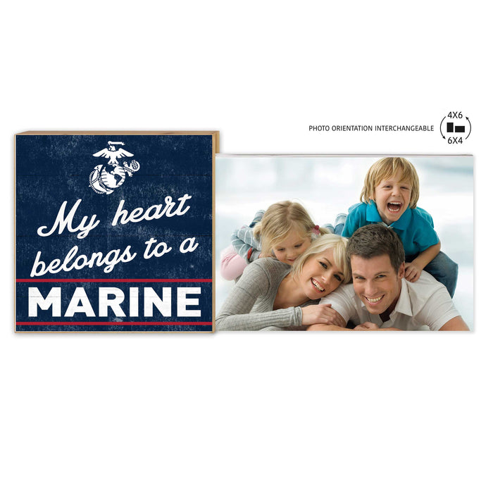 USMC My Heart Belongs To A Marine Floating Picture Frame