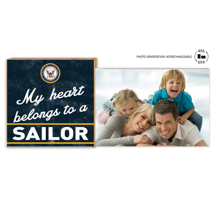 U.S. Navy My Heart Belongs To A Sailor Floating Picture Frame