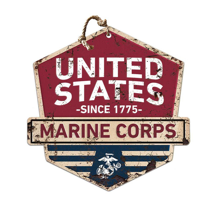 USMC Rustic Badge 20 x 20 inch Sign - Made In The USA