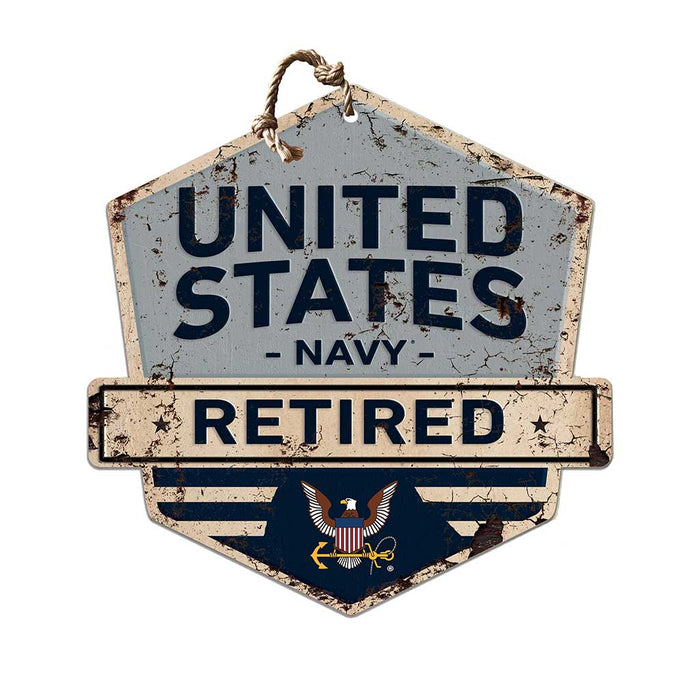 U.S. Navy Retired Rustic Badge 20 x 20 inch Sign