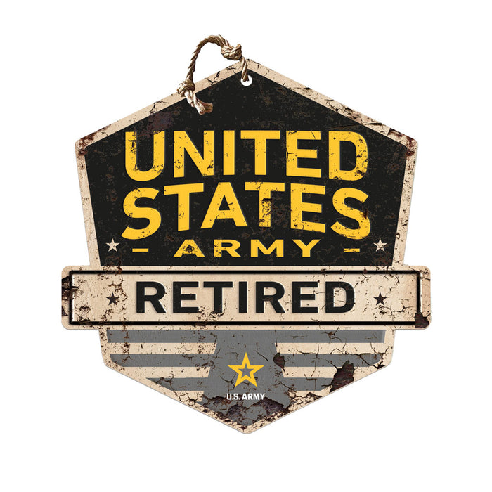 Army Retired Rustic Badge 20 x 20 inch Sign