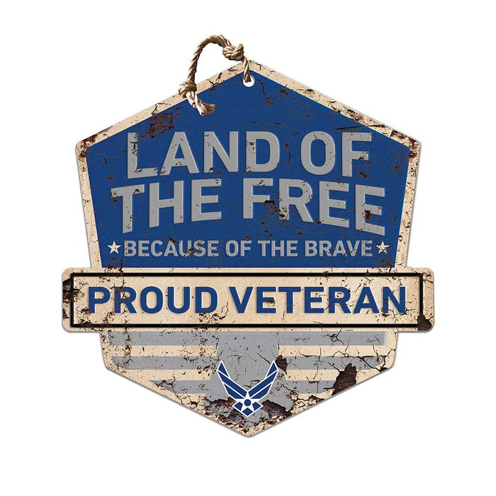 U.S. Air Force Land of the Free Veteran Rustic Badge 20 x 20 inch Sign