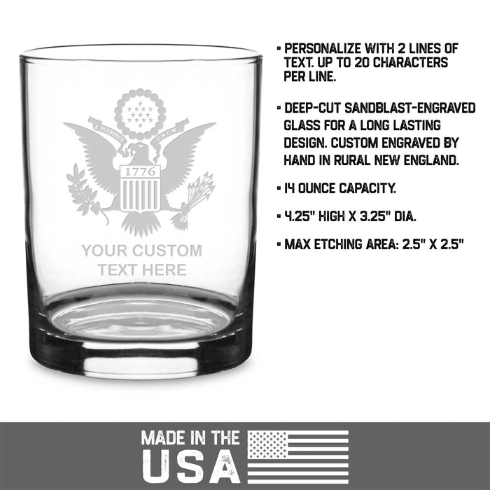 U.S. 1776 Eagle Personalized 14 oz. Double Old Fashioned Glass