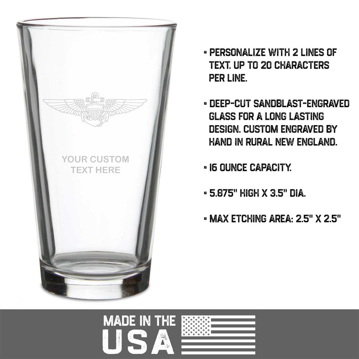 US Navy Aviation Personalized Pint Glass