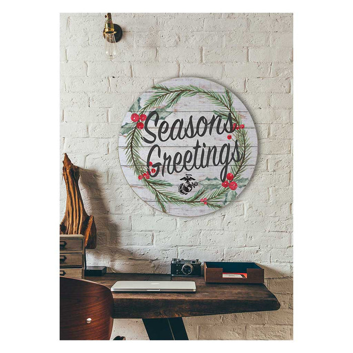 USMC Seasons Greetings 20 x 20 inch Wood Sign - Made In The USA