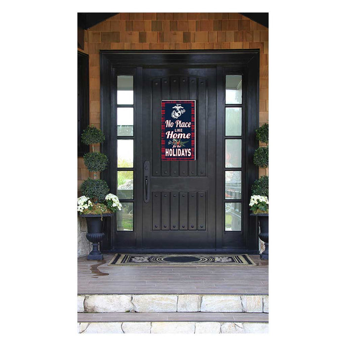 USMC Plaid Home for the Holidays 11 x 20 inch PVC Sign- Made In The USA