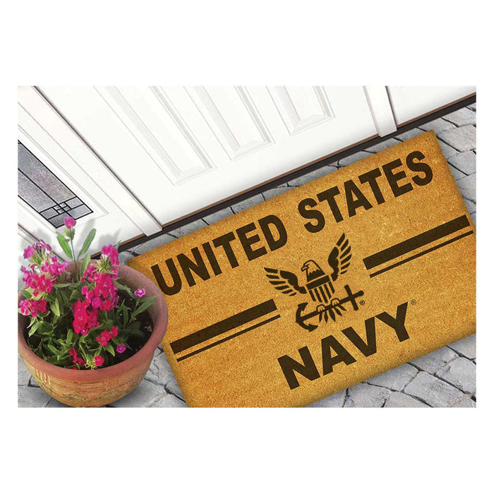 U.S. Navy Logo 18 x 30 inch Coir Doormat - Made In The USA