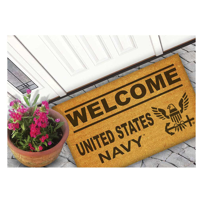 U.S. Navy Welcome 18 x 30 inch Coir Doormat - Made In The USA