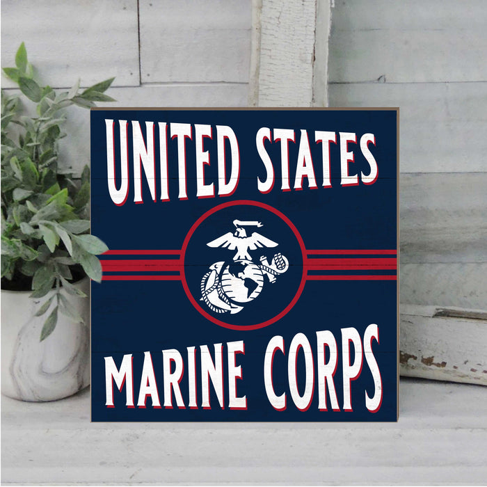 USMC Retro 10 x 10 inch Wood Sign - Made In The USA