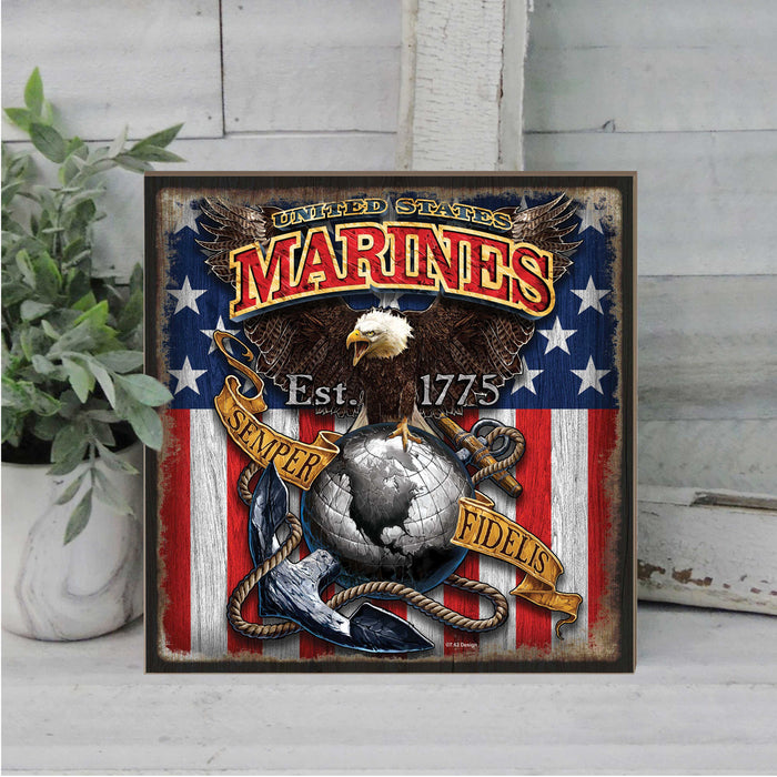 USMC Fighting Eagle 10 x 10 inch Wall Sign