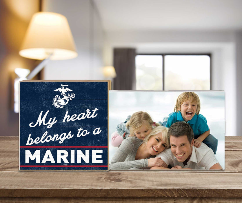 USMC My Heart Belongs To A Marine Floating Picture Frame