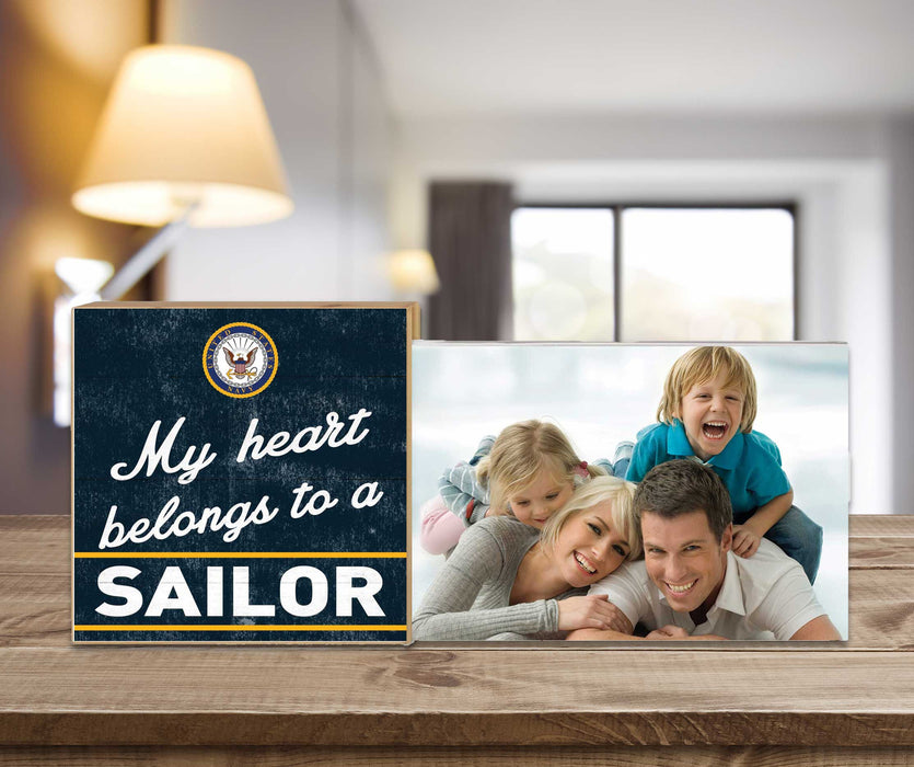 U.S. Navy My Heart Belongs To A Sailor Floating Picture Frame