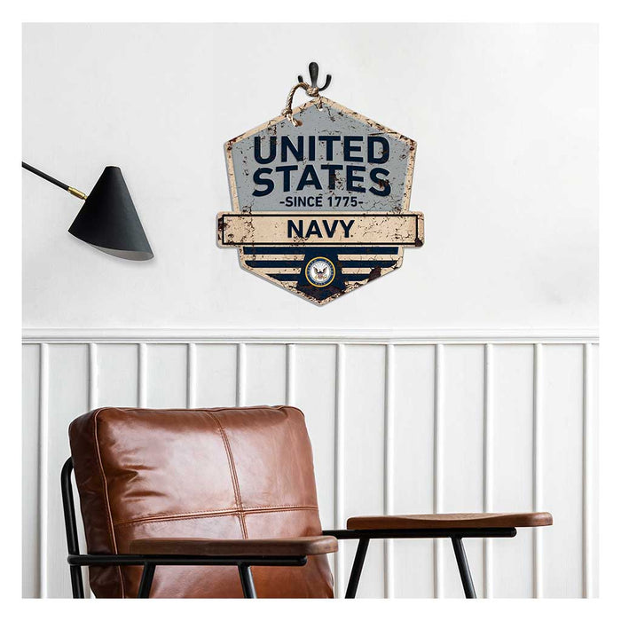 U.S. Navy Logo Rustic Badge 20 x 20 inch Sign