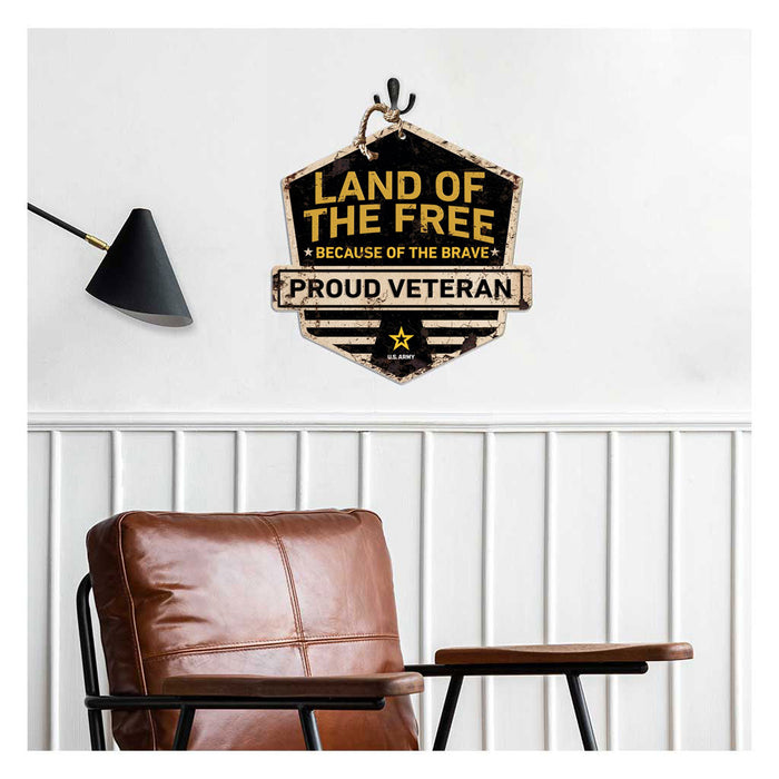 Army Land of the Free Rustic Badge 20 x 20 inch Sign