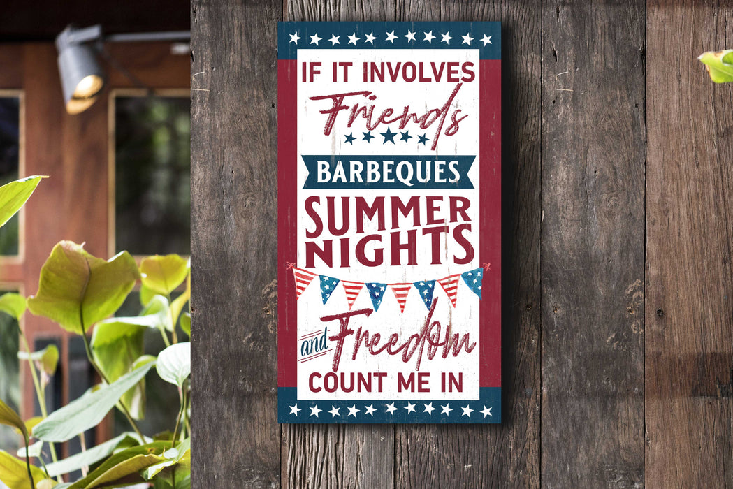 Friends BBQ & Summer Nights 11 x 20 inch PVC Sign- Made In The USA