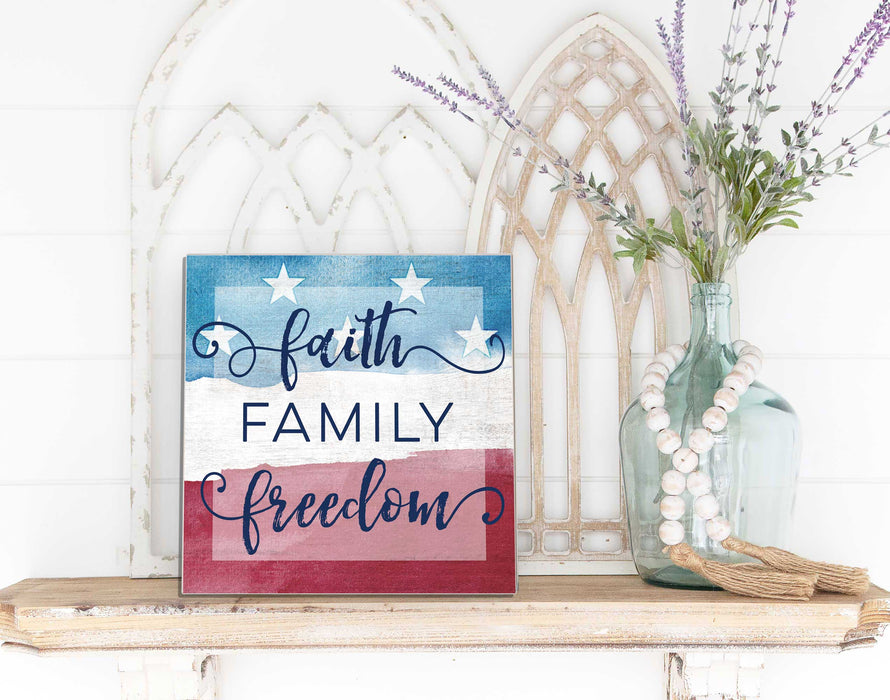 Faith Family Freedom 10 x 10 inch Wall Sign