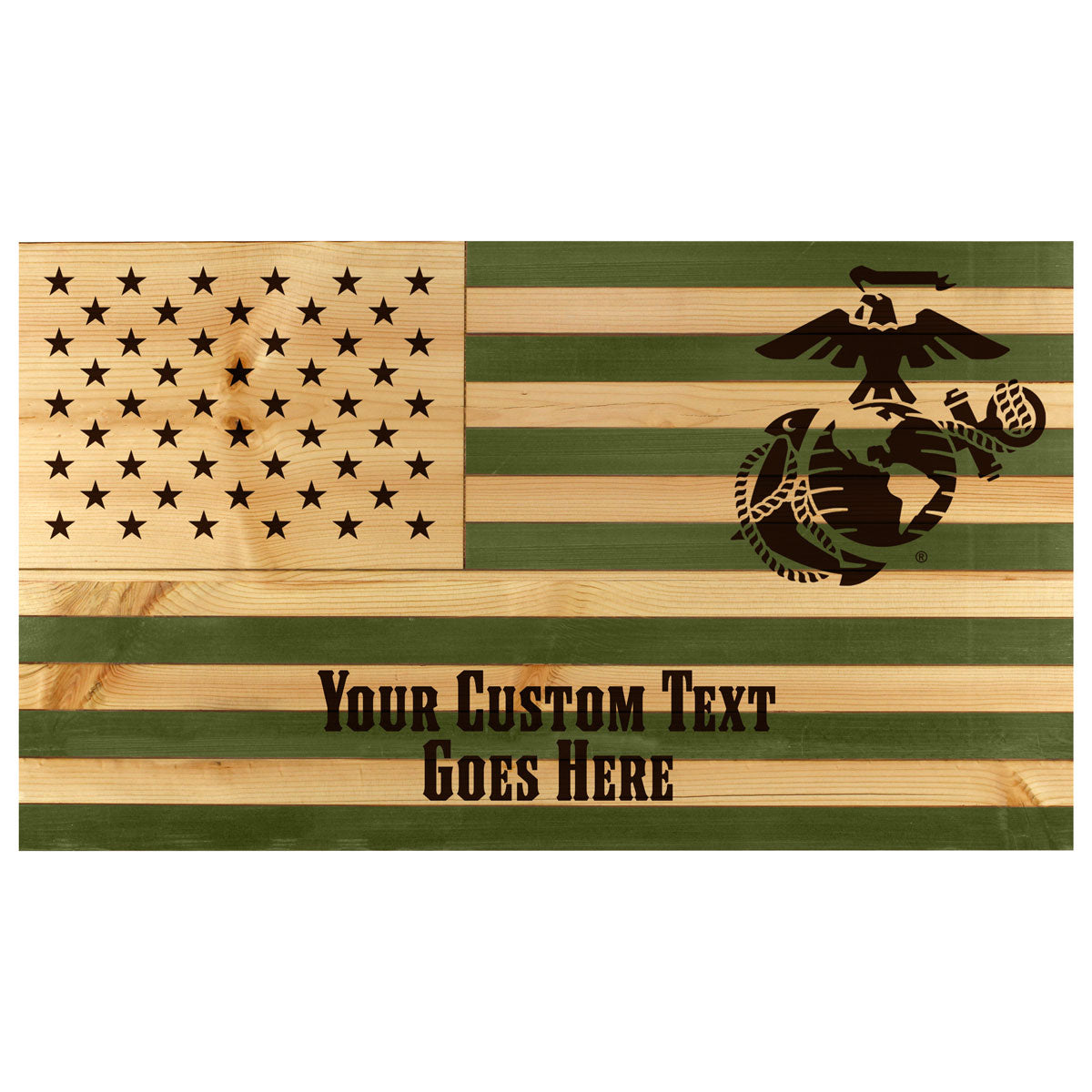 Custom Olive Vintage USA Flag-Khaki Authentic Salute To Service