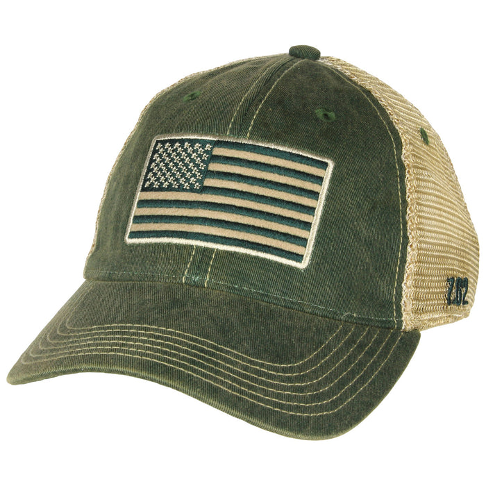 Tactical US Flag Vintage Trucker Hat Olive