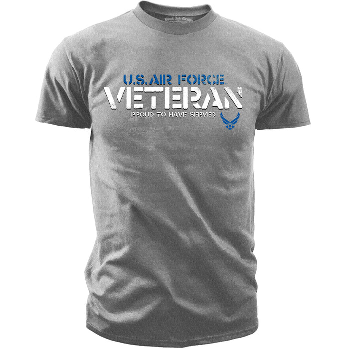 US Air Force Veteran Proud to Have Served - Black Ink T-Shirt — 7.62 Design